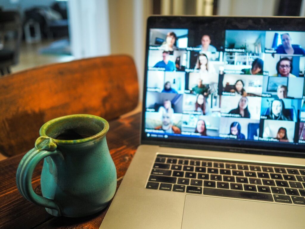 online networking macbook pro displaying group of people